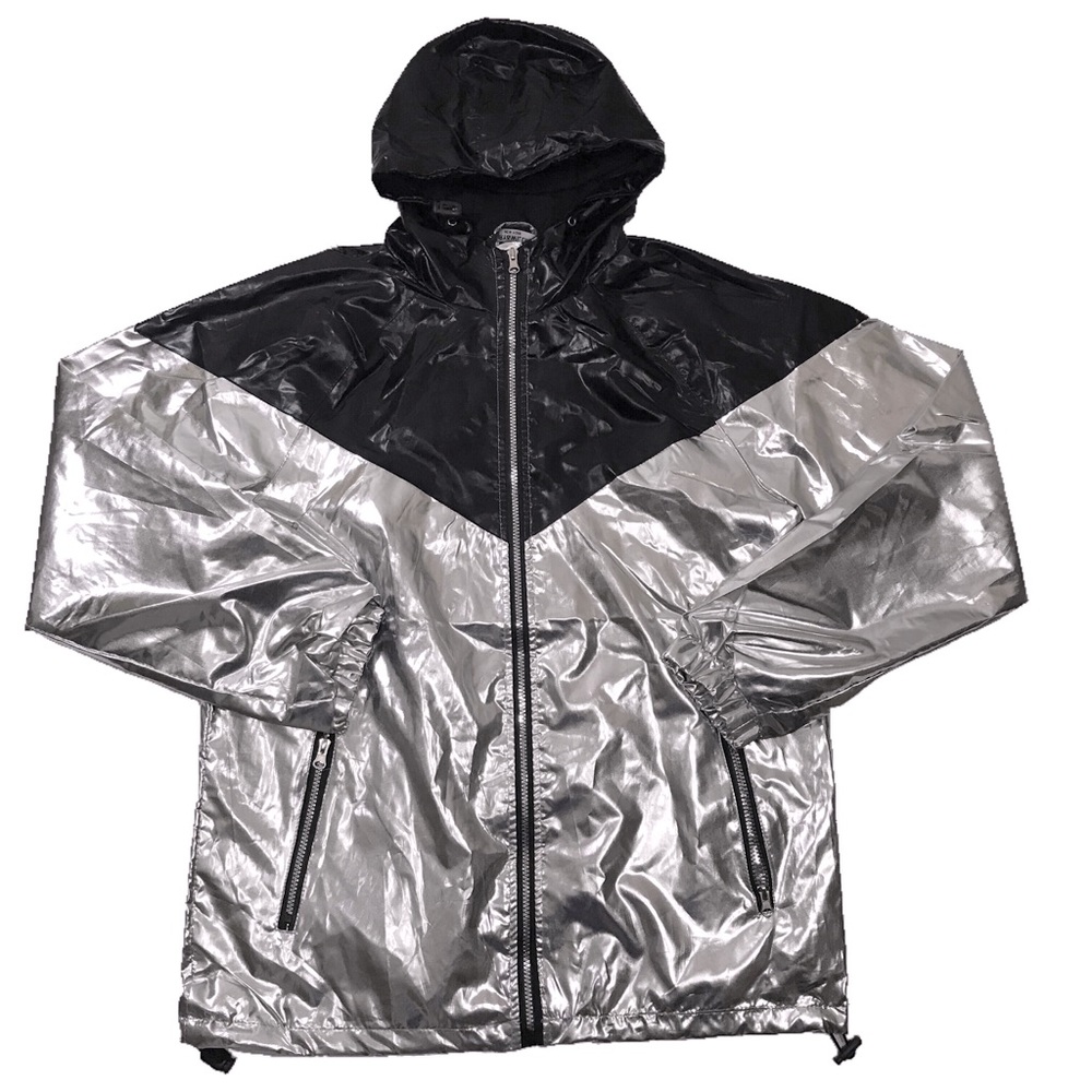 Men’s “Metallic” hooded windbreaker. Size S, M, L.